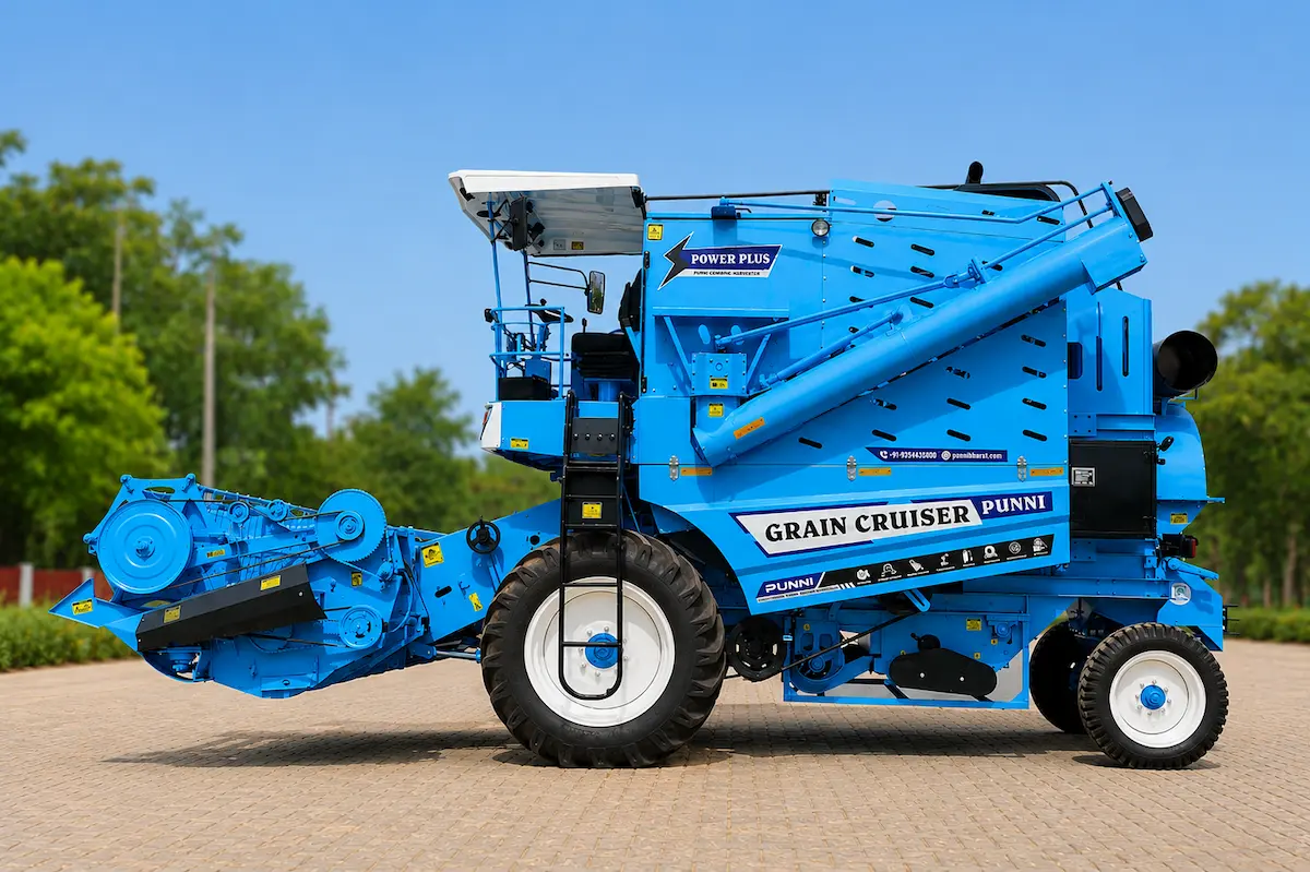 Left side profile of Punni Grain Cruiser Power Plus Combine Harvester